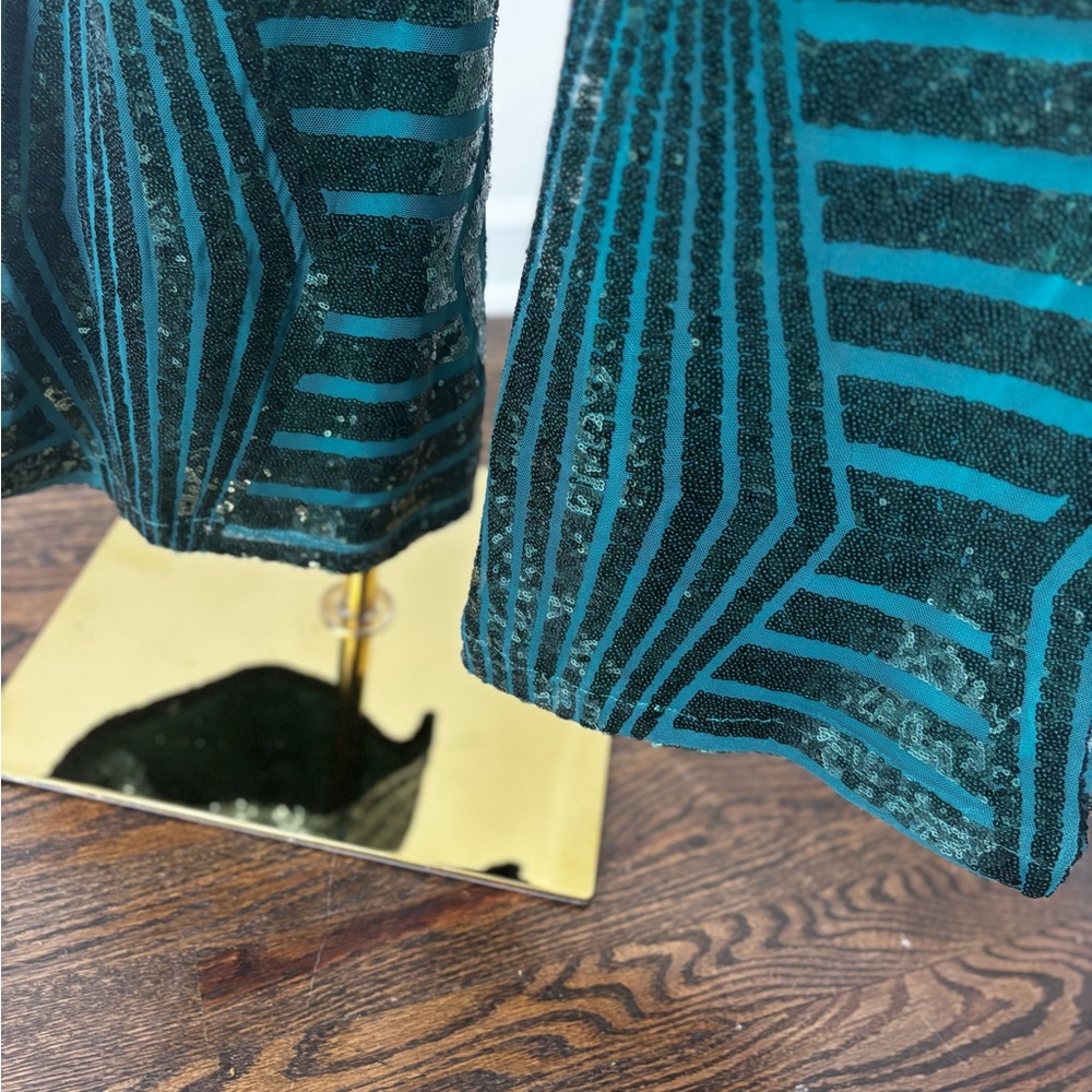 Green Sequin Patterned Pants 2x - image 7